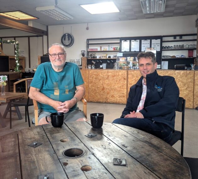 Two people sat at a cafe